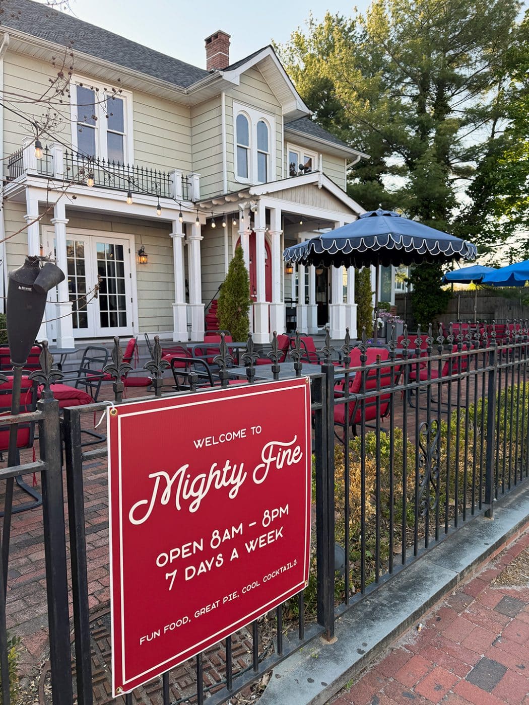 Welcome to Mighty Fine's historic charm and inviting outdoor dining area. A Slice of Nostalgia Meets Something New at Mighty Fine