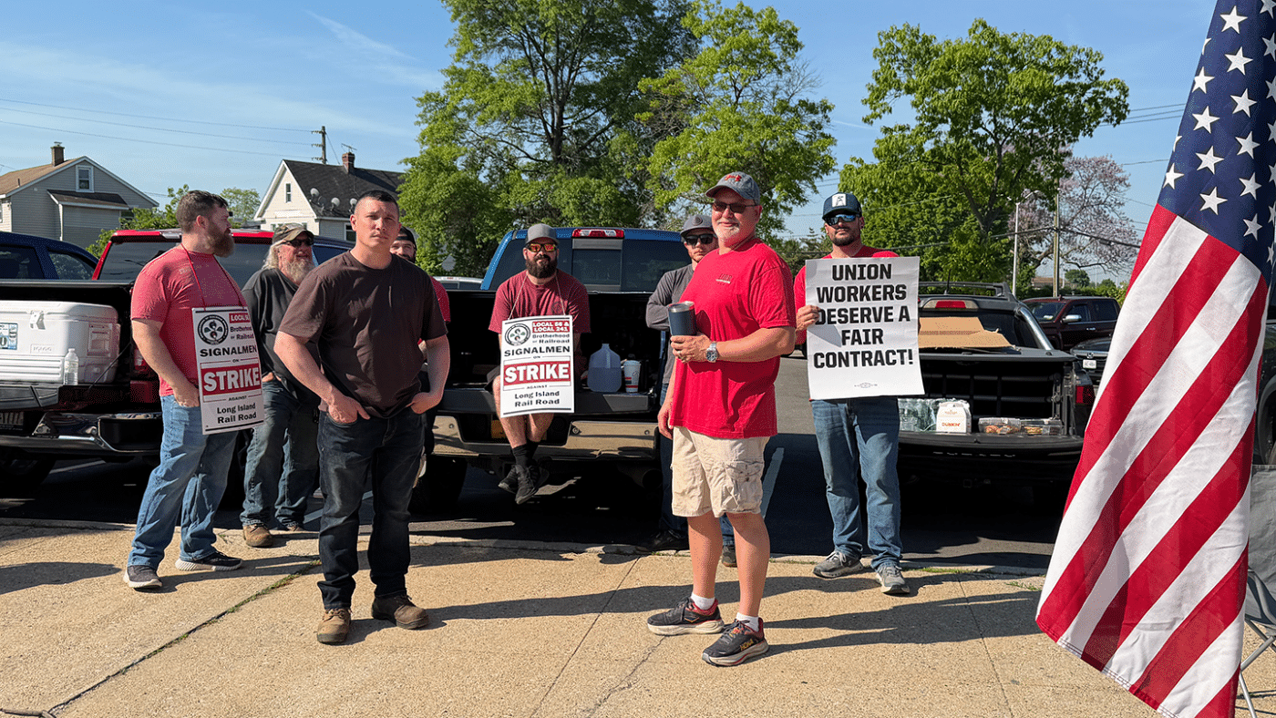 Huntington LIRR Station Picket Lines and Empty Platforms During MTA Strike