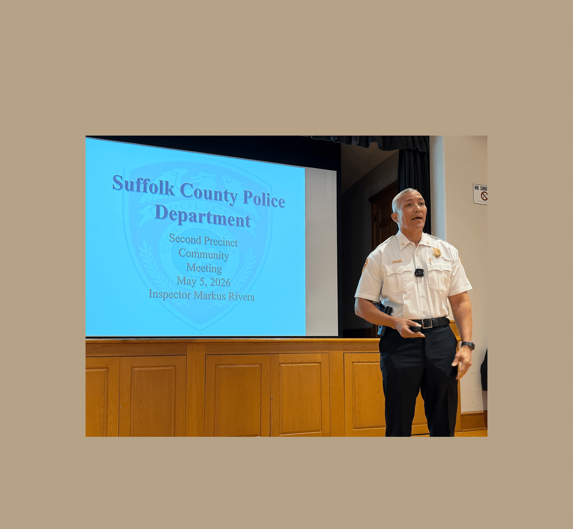 Inspector Markus Rivera. May 2026 Suffolk County Police Department 2nd Precinct Community Meeting