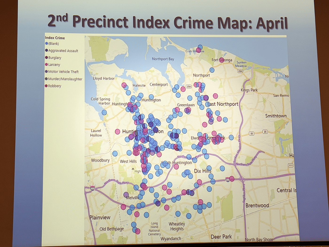 April 2nd Precinct Index Crime Map. May 2026 Suffolk County Police Department 2nd Precinct Community Meeting