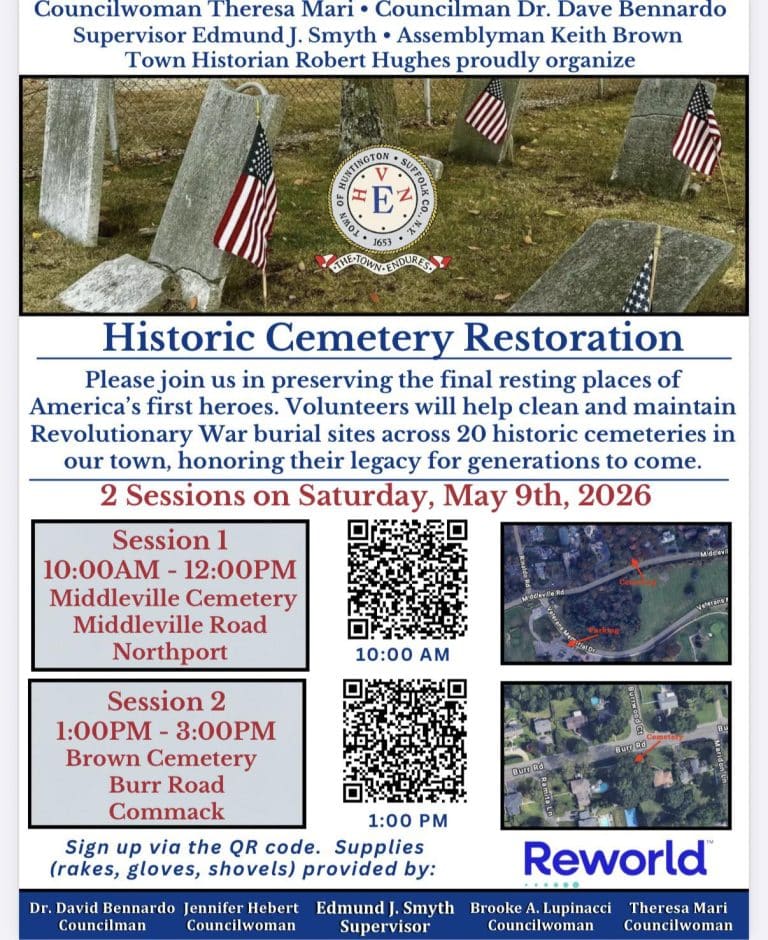 Town of Huntington Historic Cemetery Restoration - May 9 - Free