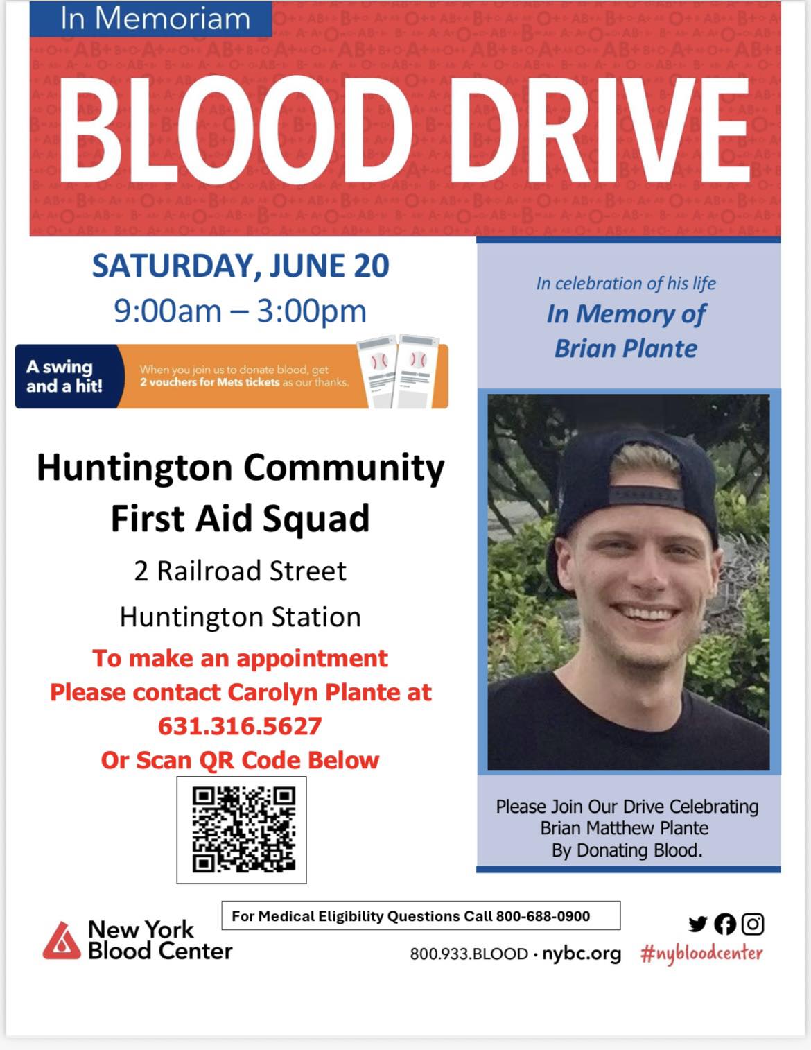 Blood Drive Honoring Brian Matthew Plante