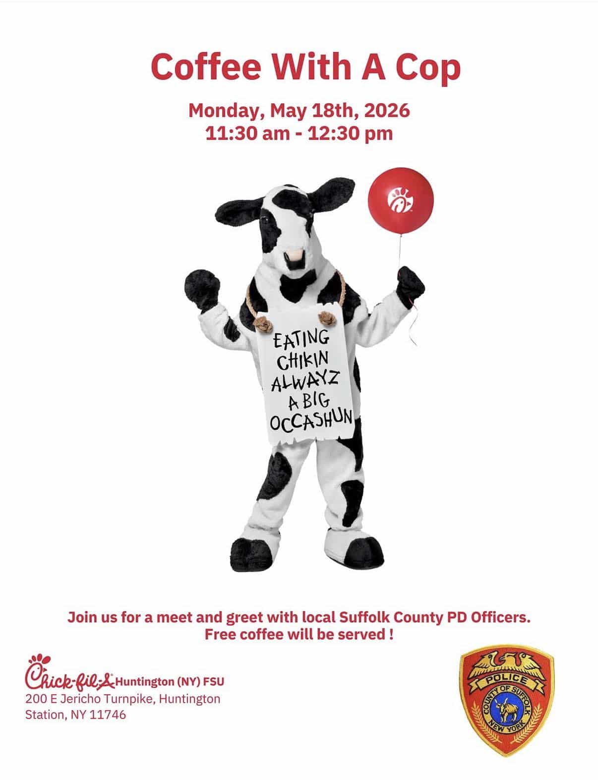 Coffee With A Cop at Chick-fil-A - Free