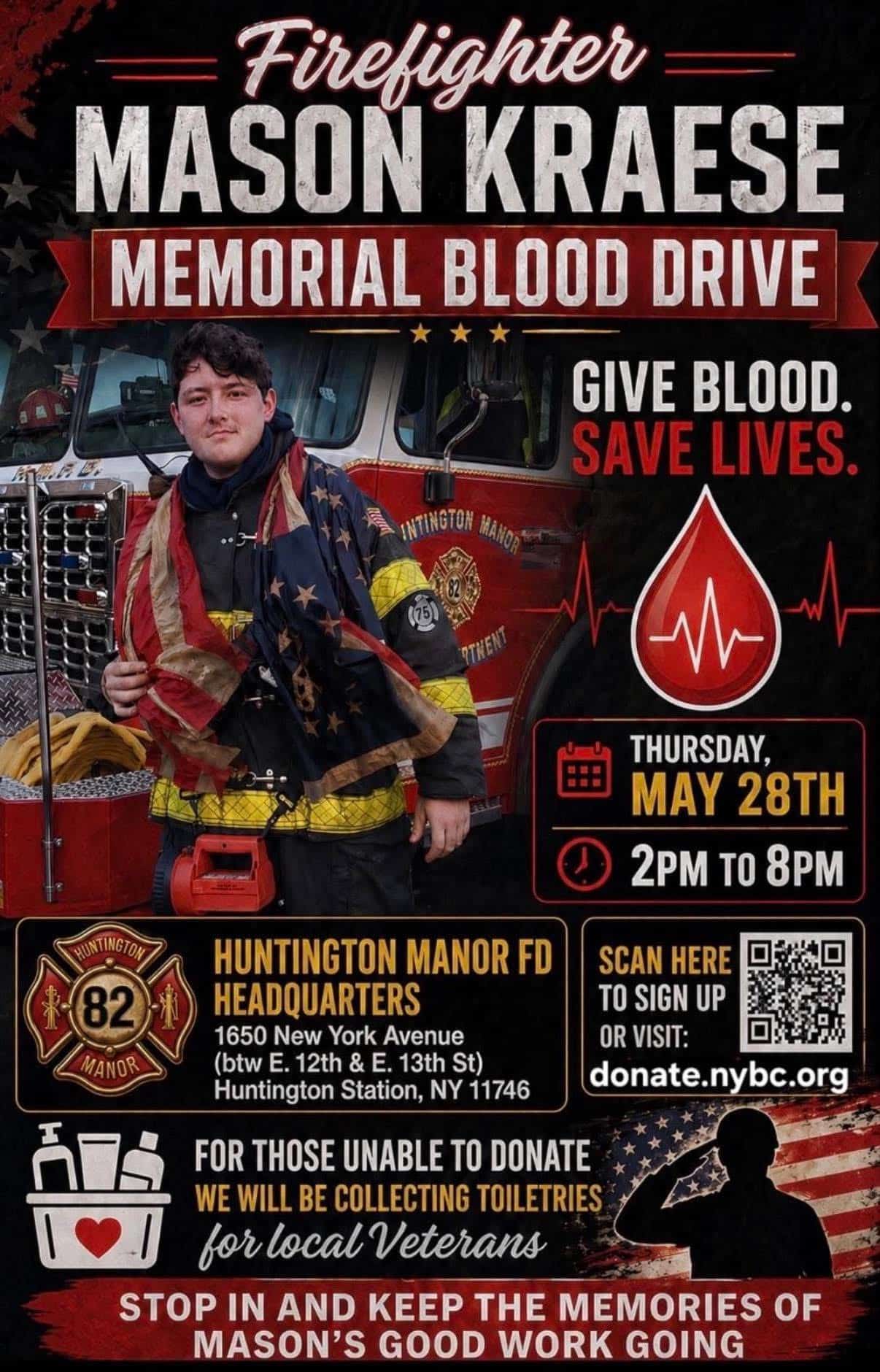 Firefighter Mason Kraese Memorial Blood Drive