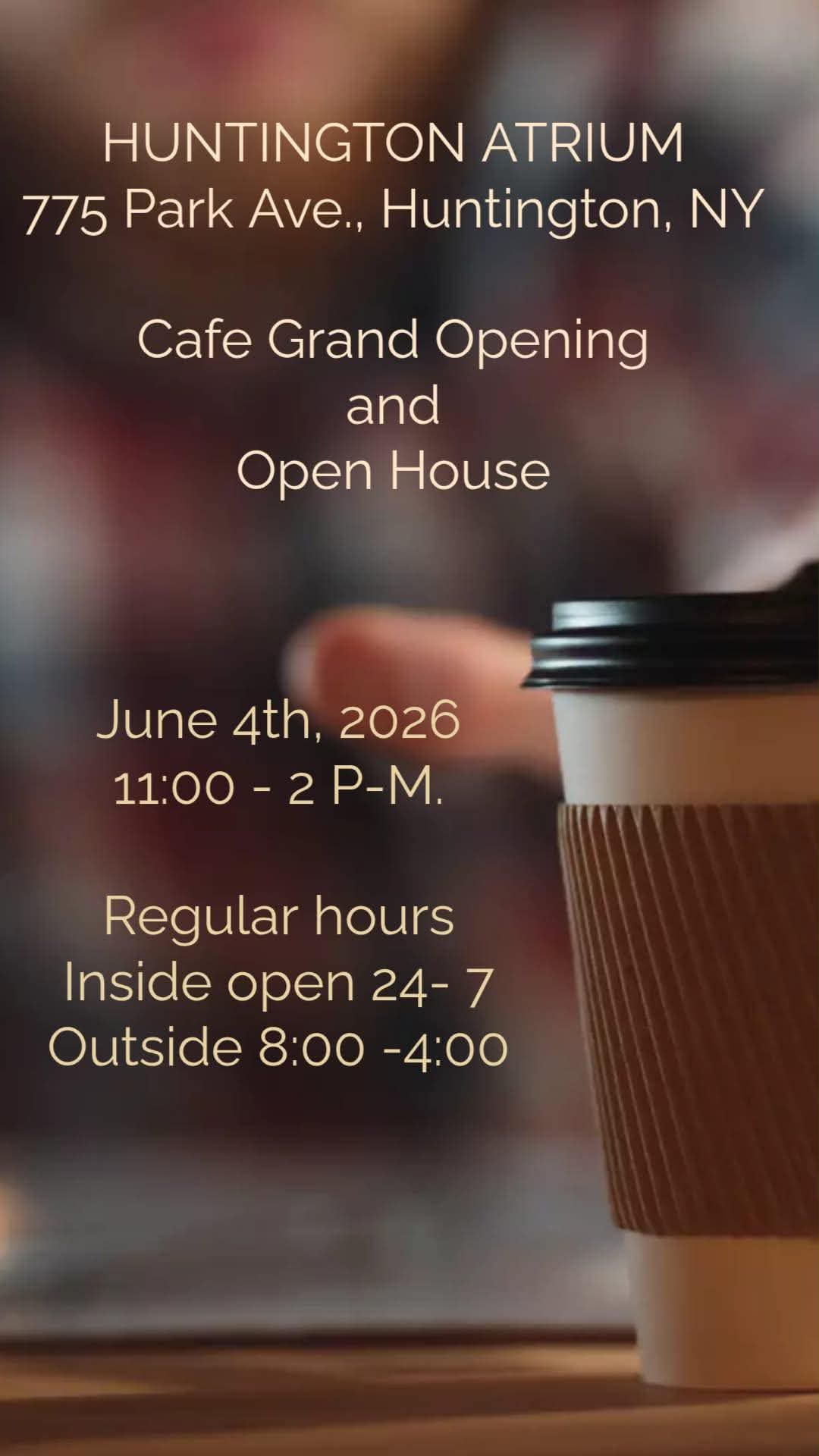 Huntington Atrium Cafe Grand Opening and Open House - Free