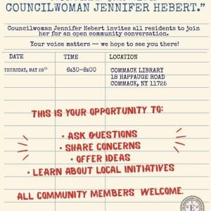 "Let's Talk, Huntington - Monthly Q&A with Councilwoman Jennifer Hebert" - free