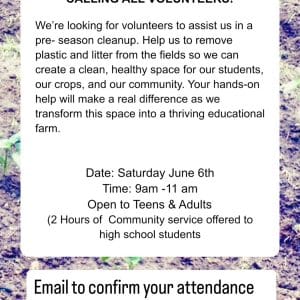 Calling All Volunteers - Clean - Up at Kerber's Farm - Free