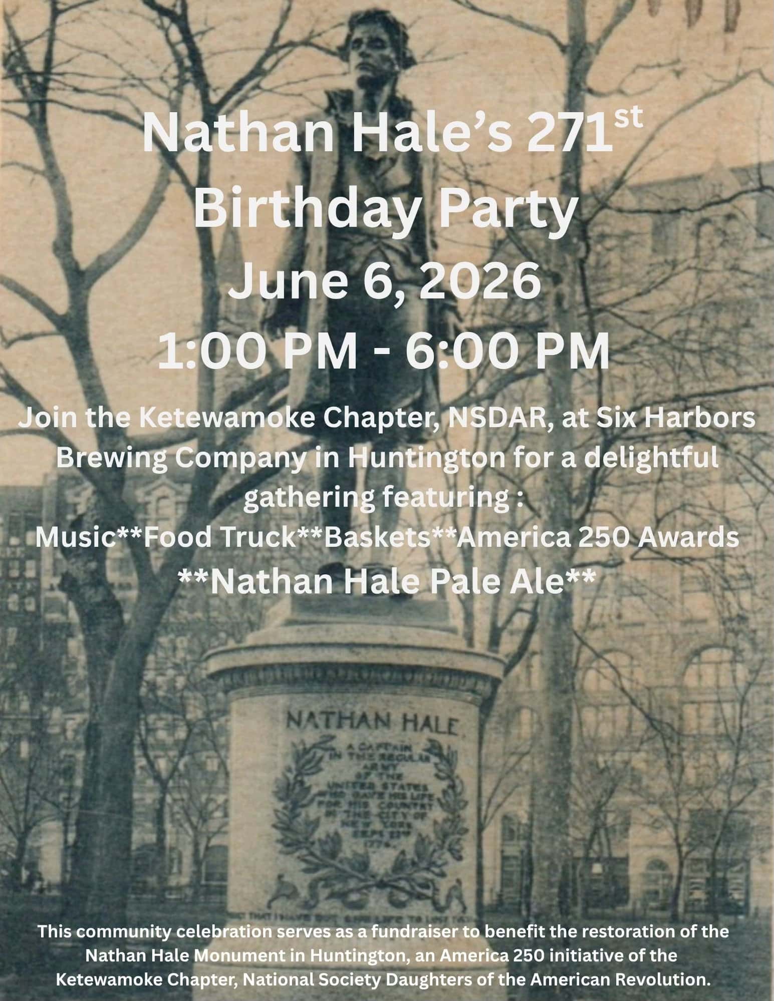 Nathan Hale's 271st Birthday Party - Fundraiser - Free
