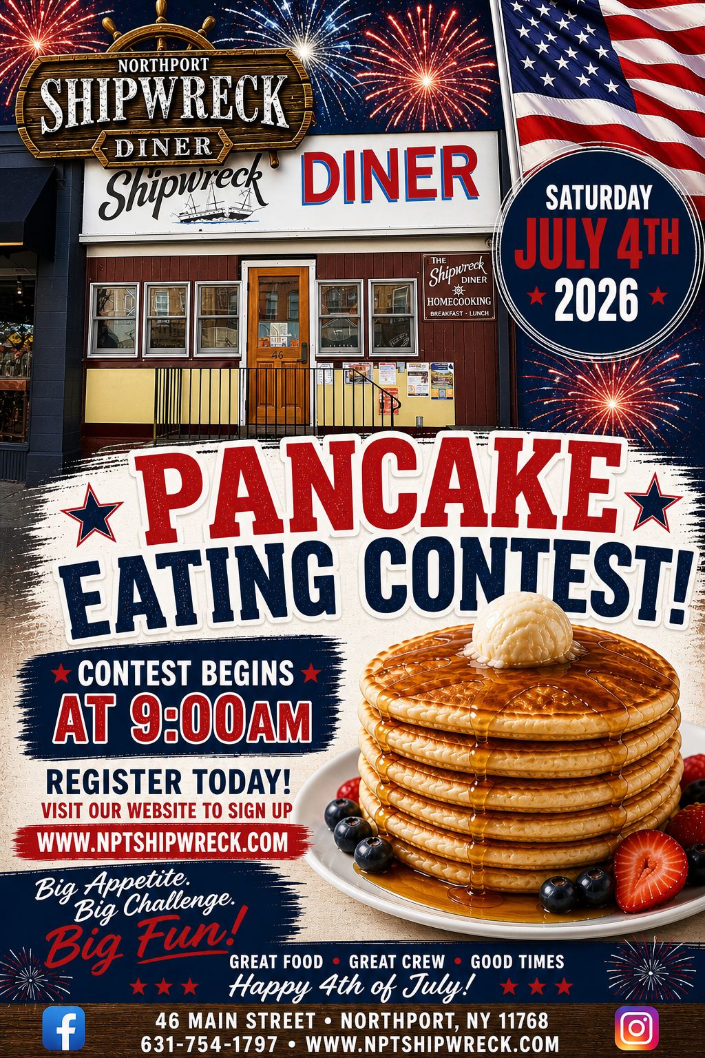 Northport's Shipwreck Diner Pancake Eating Contest - Ages 6+