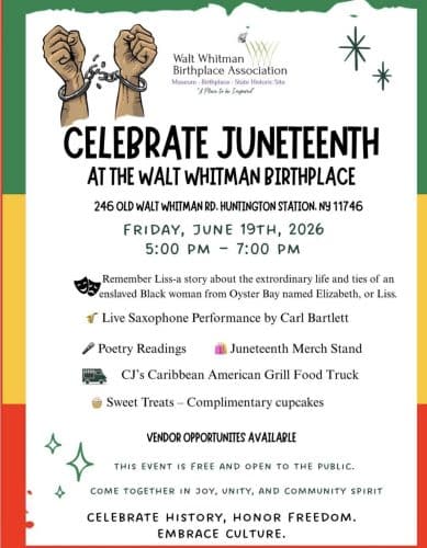 Juneteenth at Walt Whitman Birthplace - Free