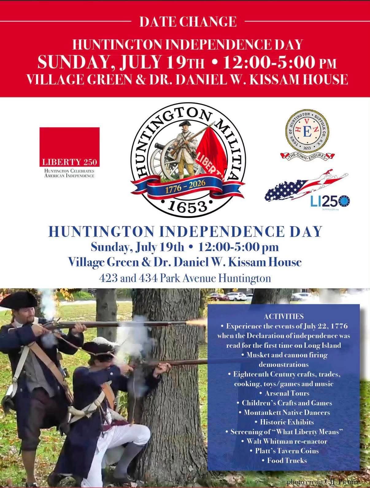 DATE CHANGE: The 250th Anniversary Reenactment of Huntington Independence Day - FREE