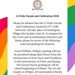 Town of Huntington Road Closure Announcement LI Pride Parade 1