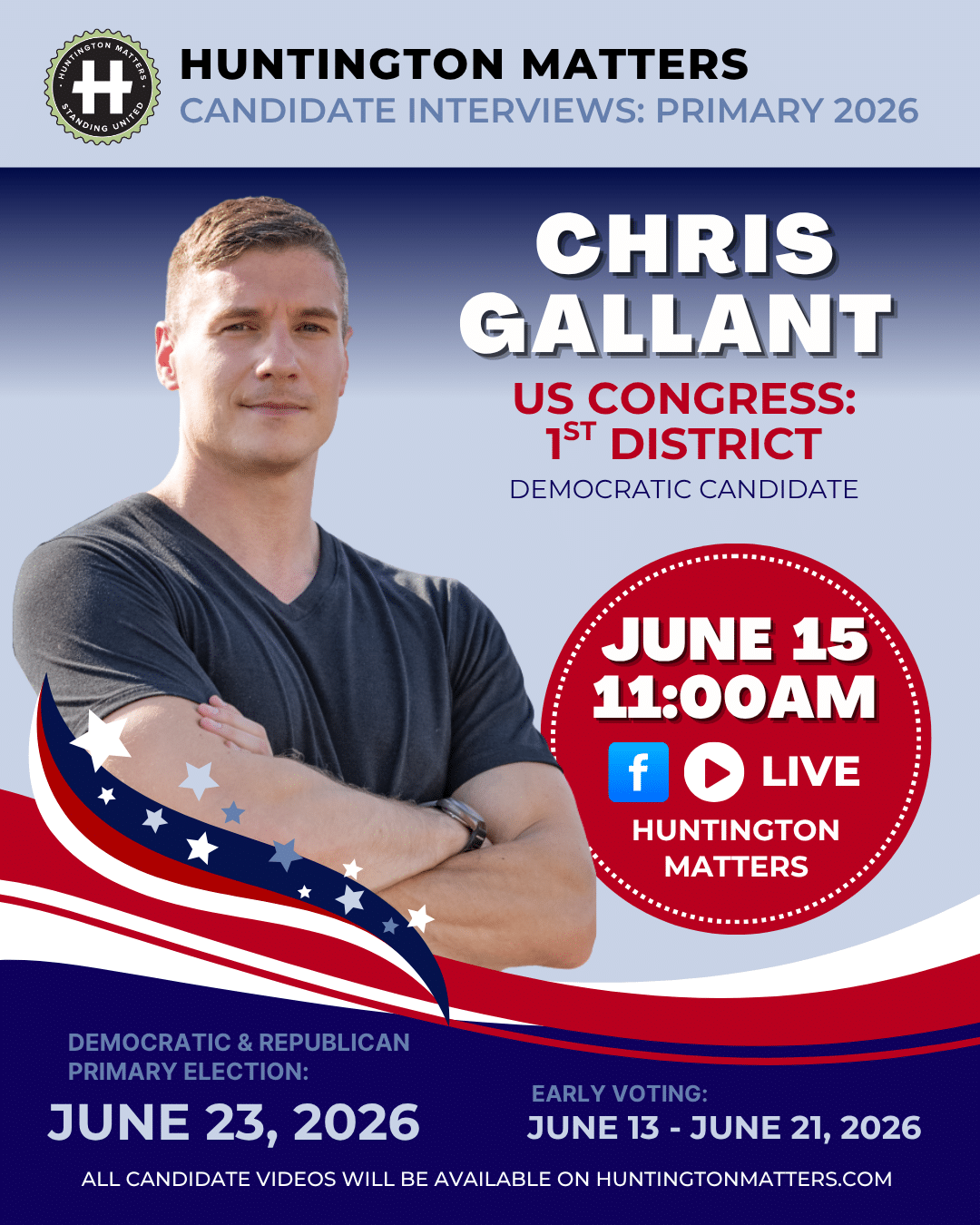 Primary Candidate Interview with CHRIS GALLANT for US Congress 1st District LIVE