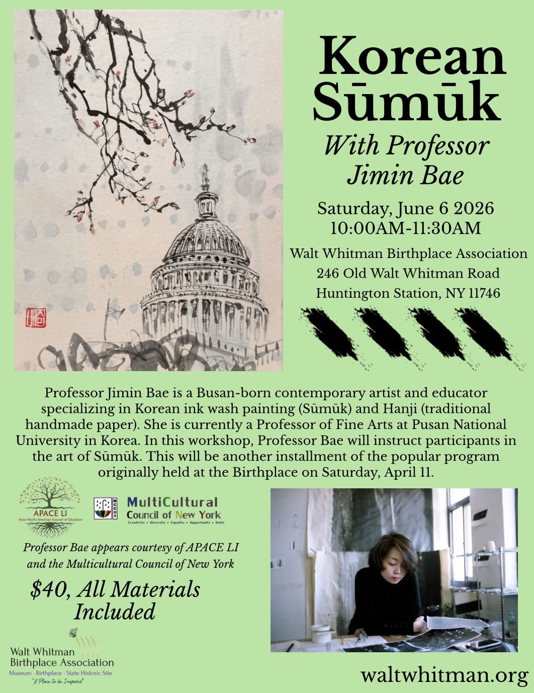 Sumuk Ink Painting Workshop - Walt Whitman Birthplace