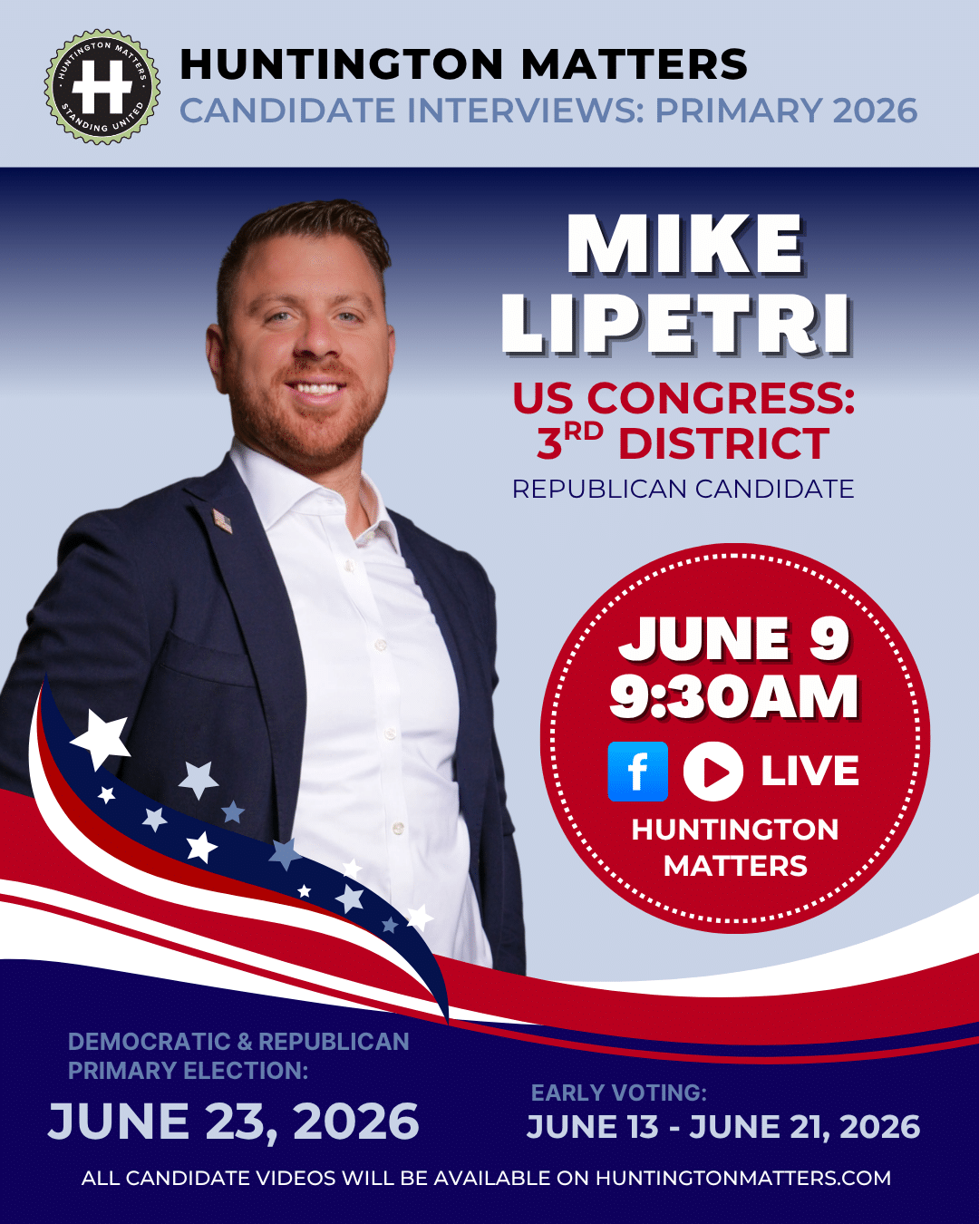 Primary Candidate Interview with MIKE LIPETRI for US Congress 3rd District LIVE