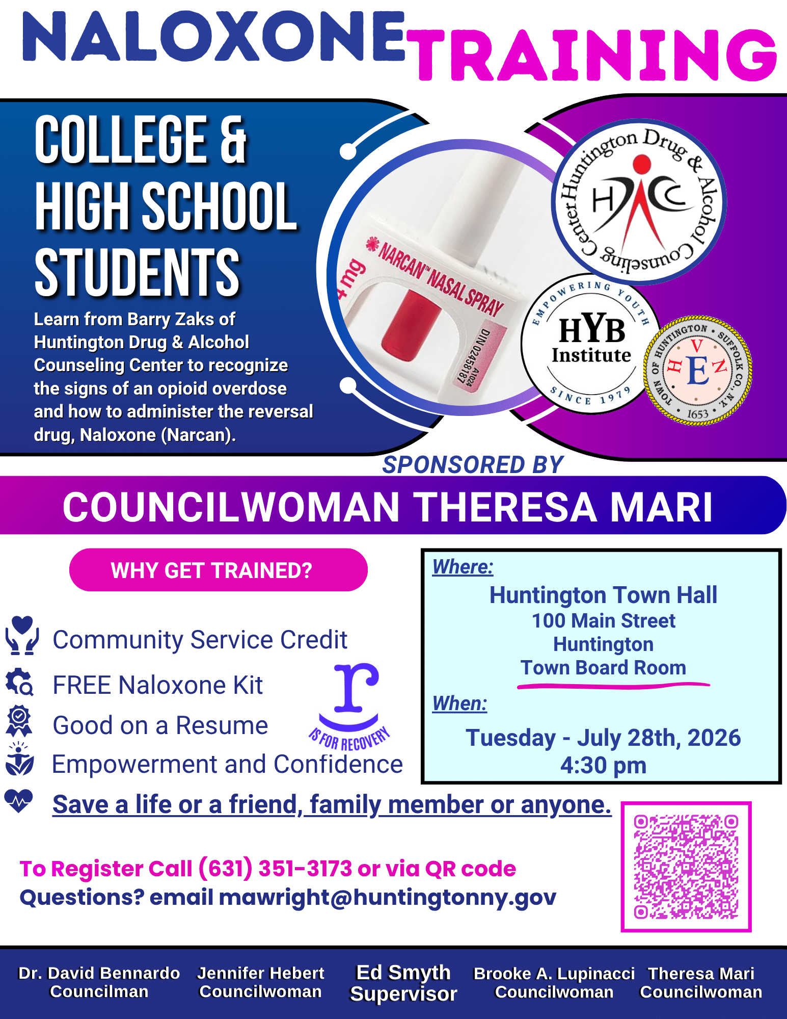 Naloxone (Narcan) Training for Students - Free