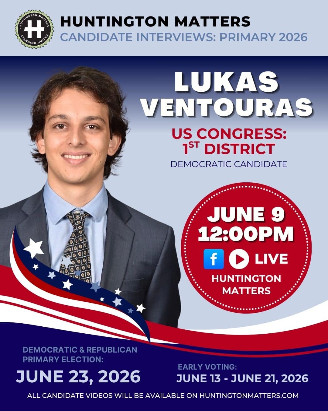 Primary Candidate Interview with LUKAS VENTOURAS for US Congress 1st District LIVE