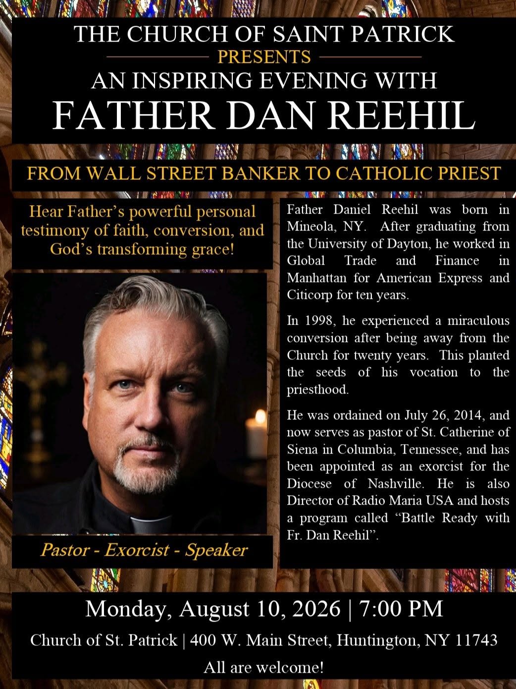 An Inspiring Evening with Father Dan Reehil - Free