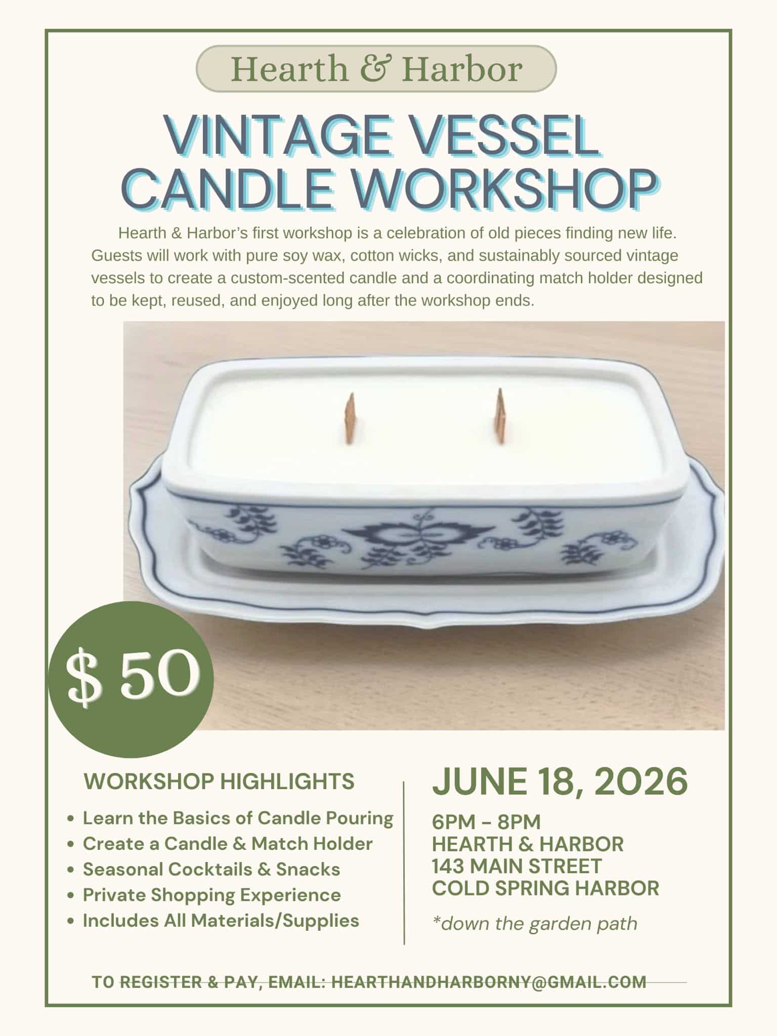 Vintage Vessel Candle Workshop - Hearth & Harbor