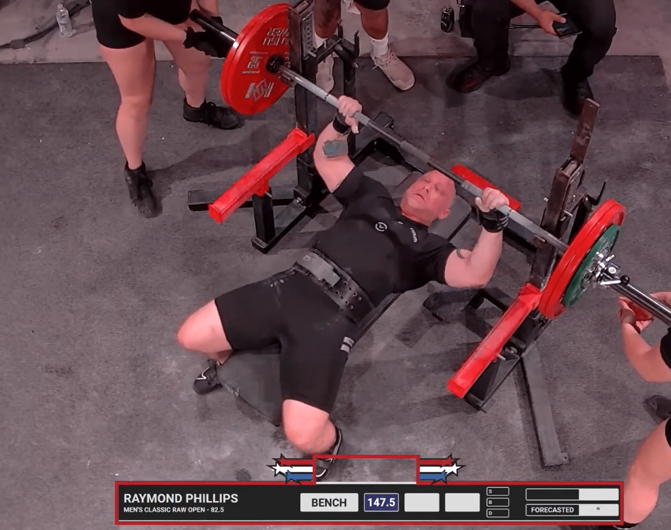 Raymond Phillips benching at The American Pro 2023. Huntington Man Charged with Allegedly Stealing More Than $100,000 in Disability Benefits