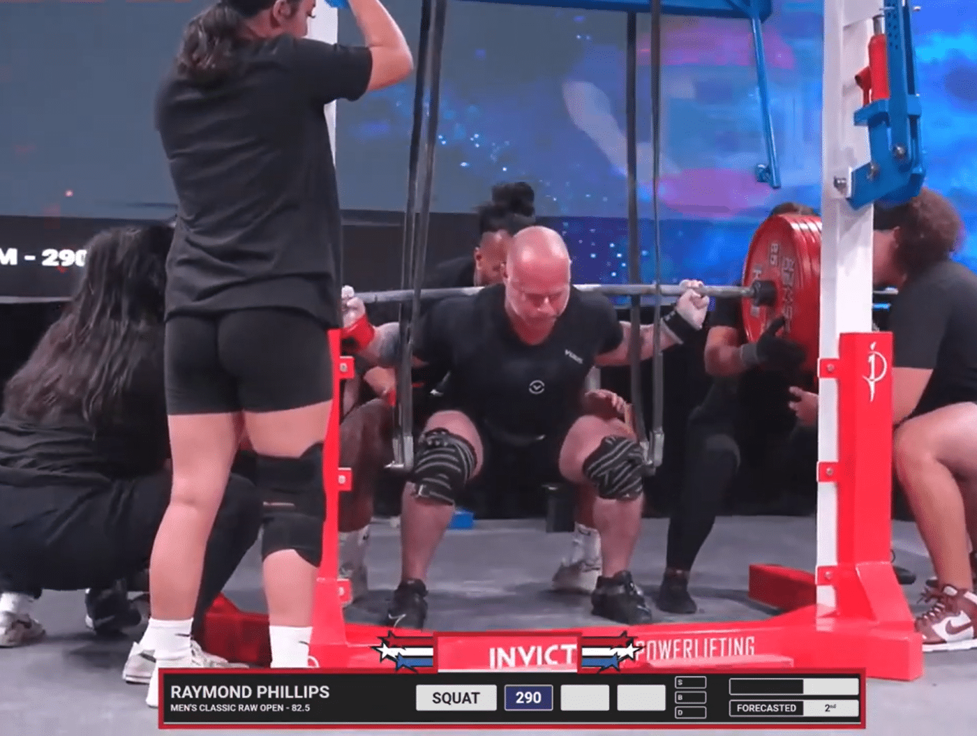 Raymond Phillips squatting at The American Pro 2023. Huntington Man Charged with Allegedly Stealing More Than $100,000 in Disability Benefits