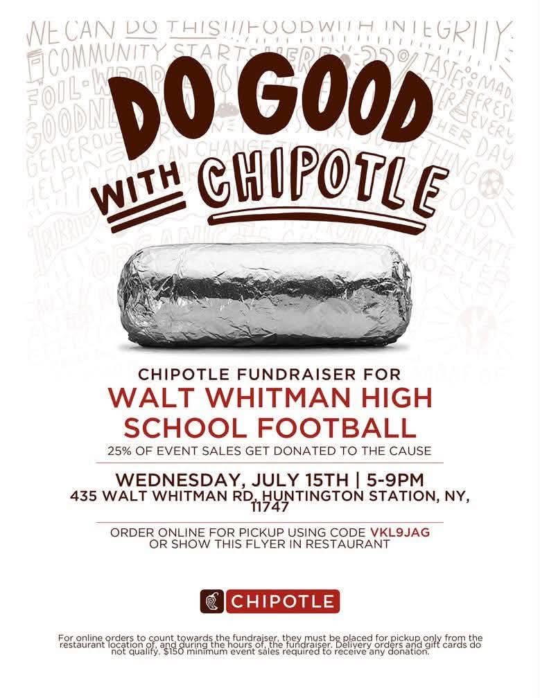 Chipotle Fundraiser for Walt Whitman High School Football