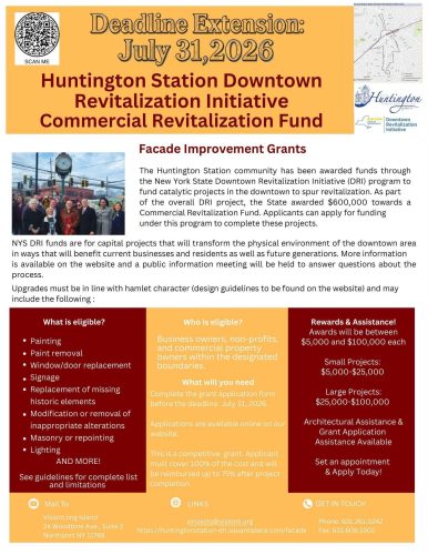 Huntington Station DRI Facade Improvement Grant Program EXTENDED till July 31