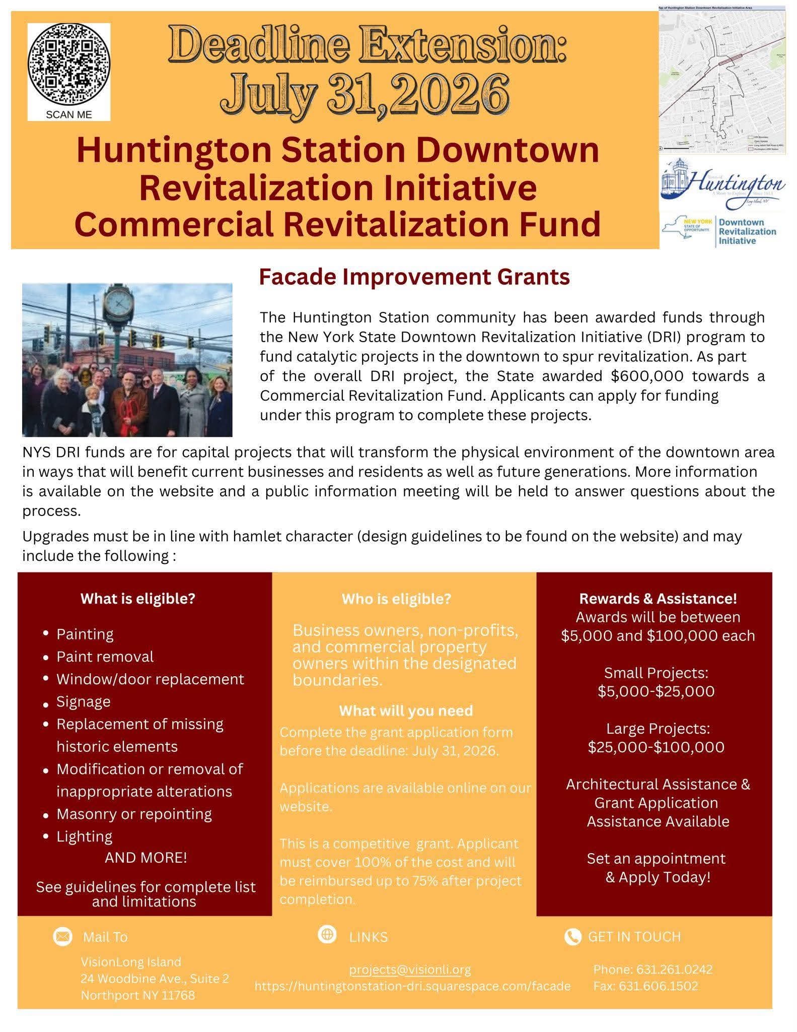 Huntington Station DRI Facade Improvement Grant Program EXTENDED till July 31