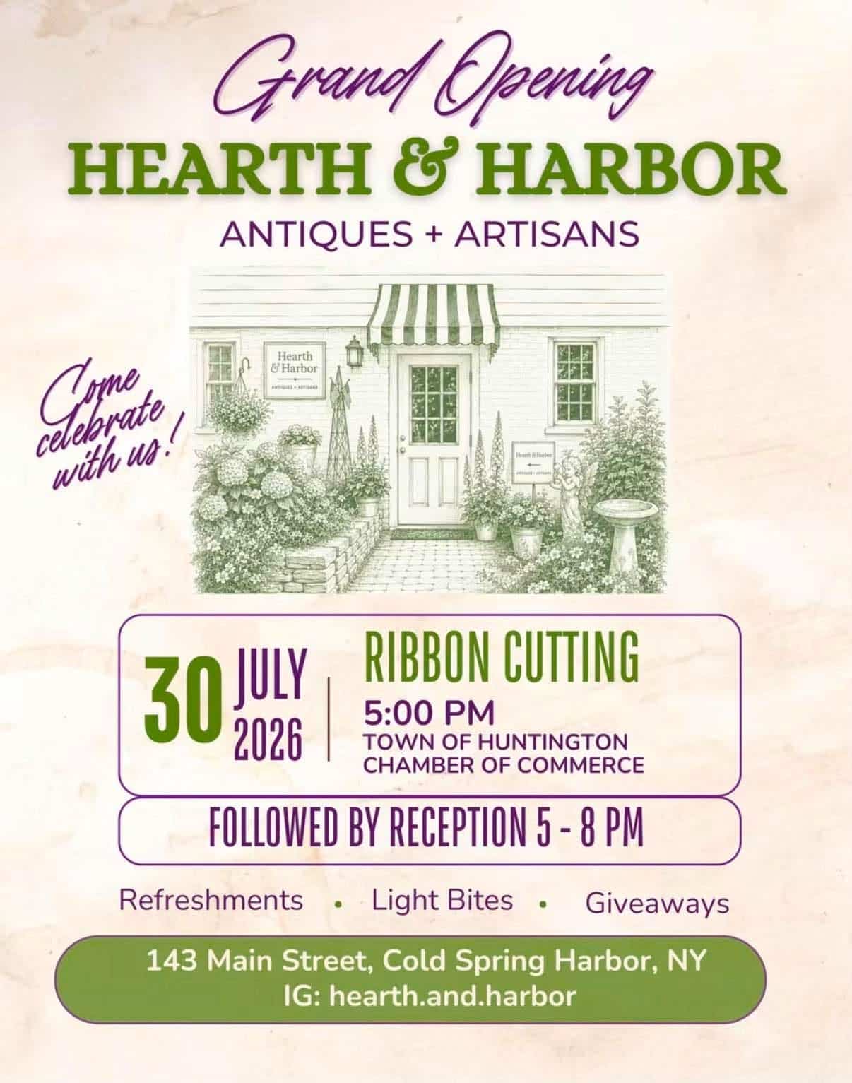 Hearth & Harbor Ribbon Cutting and Grand Opening – Free
