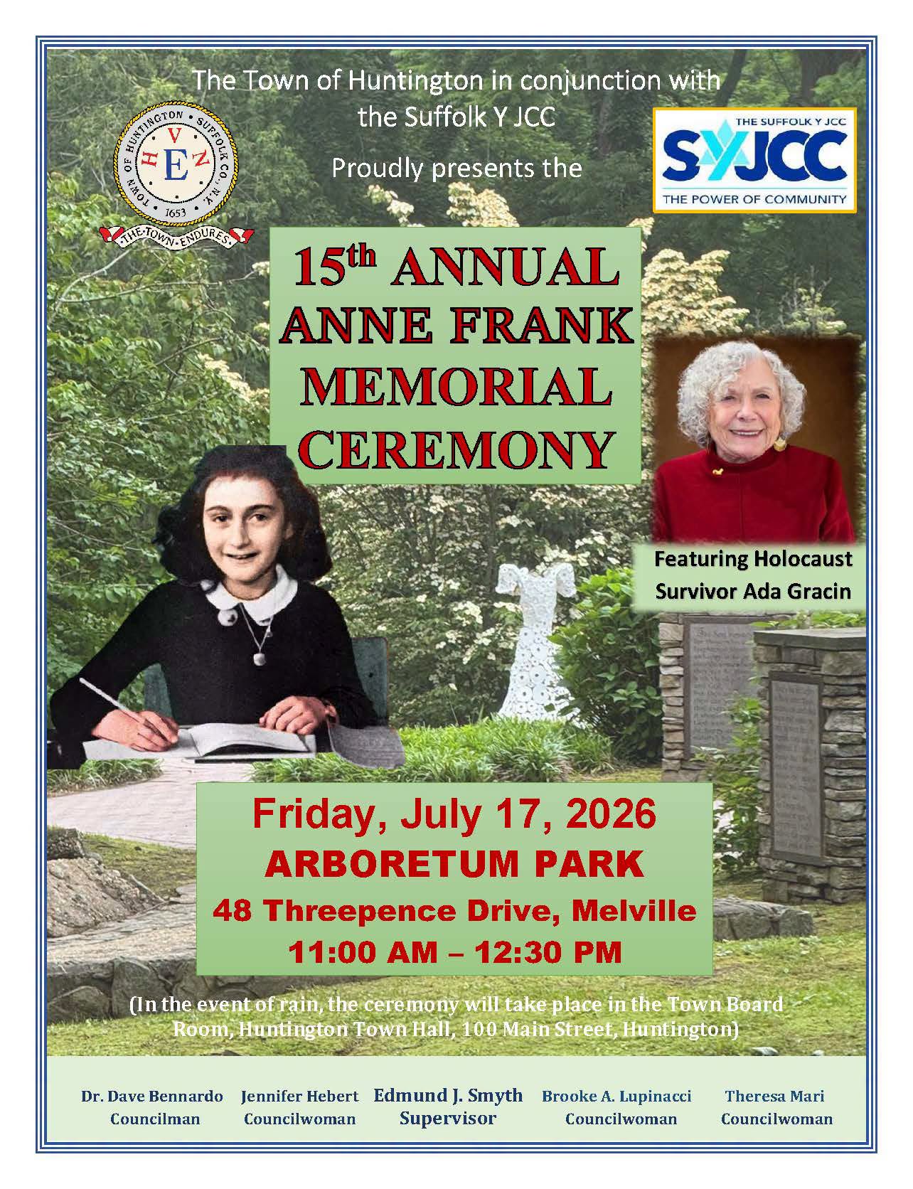 15th Annual Anne Frank Memorial Ceremony – Free
