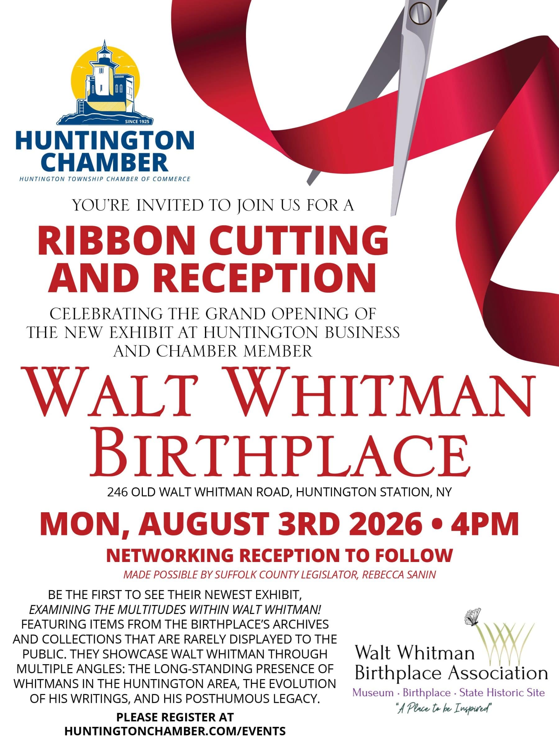 Ribbon Cutting and Reception - New exhibit, Examining the Multitudes Within Walt Whitman - Free