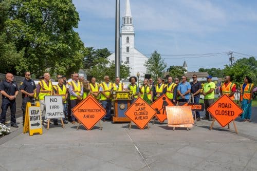 Town Supervisor Ed Smyth stood alongside Highway Superintendent Andre Sorrentino, Suffolk County Legislator Tom Donnelly, Councilwoman Brooke Lupinacci, Councilwoman Jen Hebert, Receiver of Taxes Jillian Guthman, Town Clerk Andrew Raia, Director of Public Safety Officer Chris Lau, and Suffolk County Police Department 2nd Precinct Inspector Marcus Rivera along with many others to underscore a simple but urgent theme - Slow Down, Drive Sober and Pay Attention. Huntington Officials Urge Work Zone Safety - Demand Action on Drugged Driving Laws