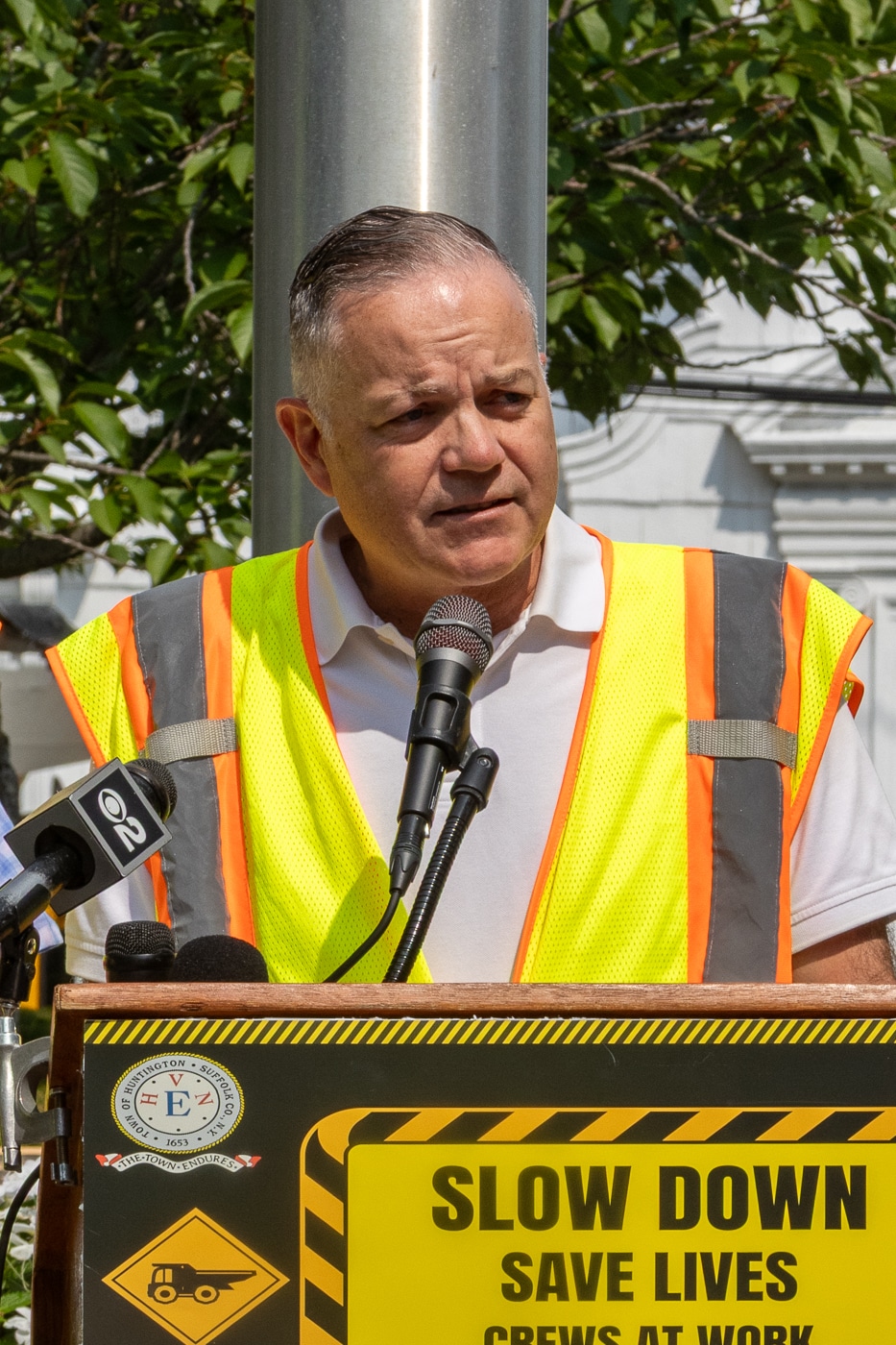 Huntington Town Supervisor Ed Smyth. Huntington Officials Urge Work Zone Safety - Demand Action on Drugged Driving Laws