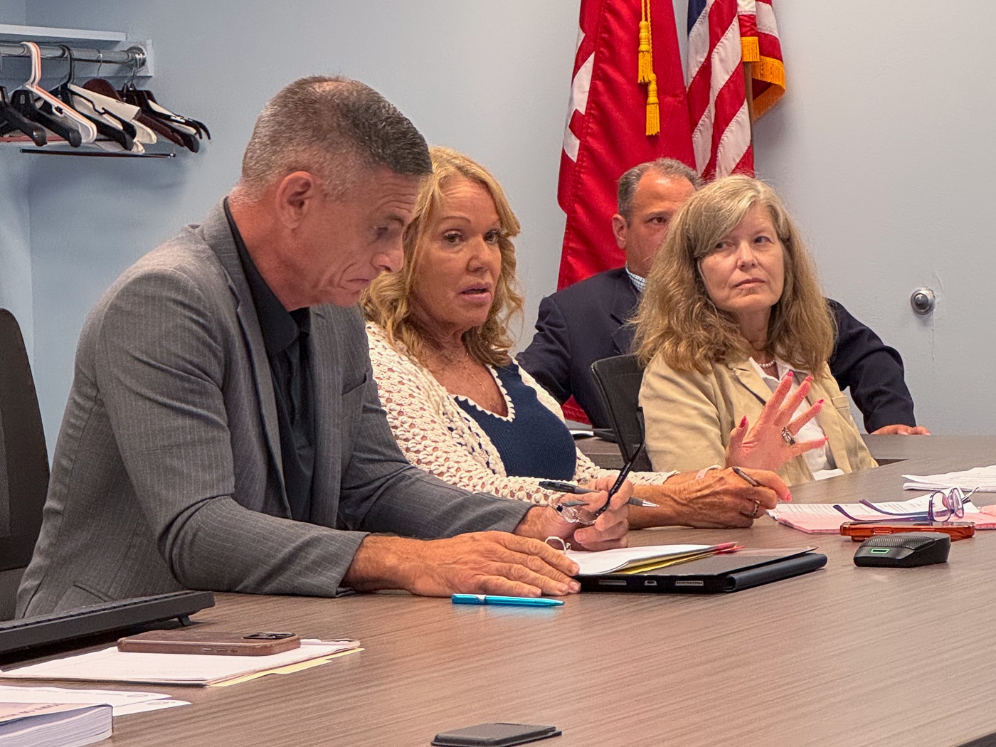 Town Councilman Dr. Dave Bennardo, Councilwoman Theresa Mari and Councilwoman Jen Hebert. Huntington Faces $16 Million Budget Gap as Town Begins 2027 Budget Talks