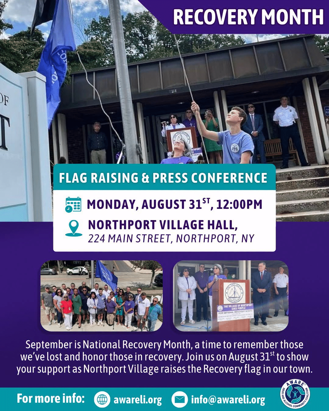 Northport Recovery Month Flag Raising – Free NEW