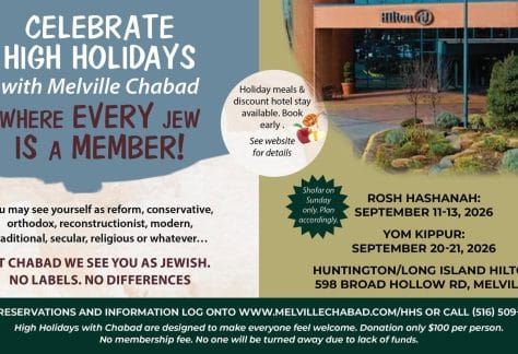 Rosh Hashanah & Yom Kippur Services at Melville Chabad
