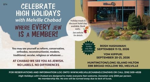 Rosh Hashanah & Yom Kippur Services at Melville Chabad