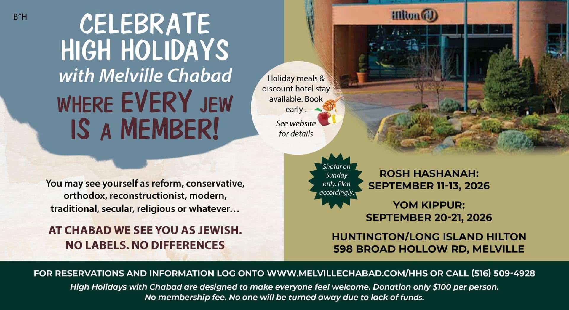 Rosh Hashanah & Yom Kippur Services at Melville Chabad