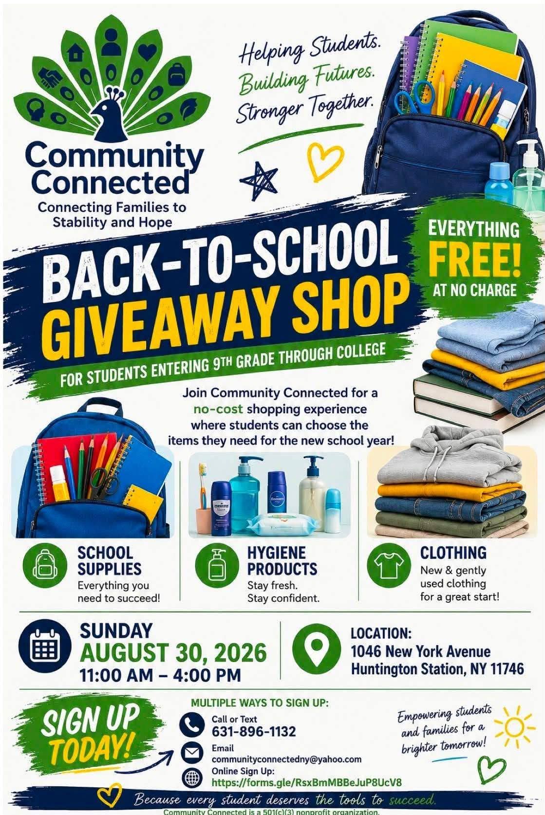 Back-to-School Giveaway Shop – 9th Grade Through College - Free