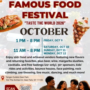 Famous Food Festival 2026 - Columbus Day Weekend at Tanger Outlets Deer Park, NY