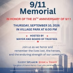 Village of Northport 25th Anniversary 9/11 Memorial Ceremony – Free