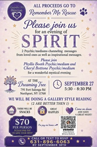 An Evening of Spirit – Remember Me Rescue Fundraiser