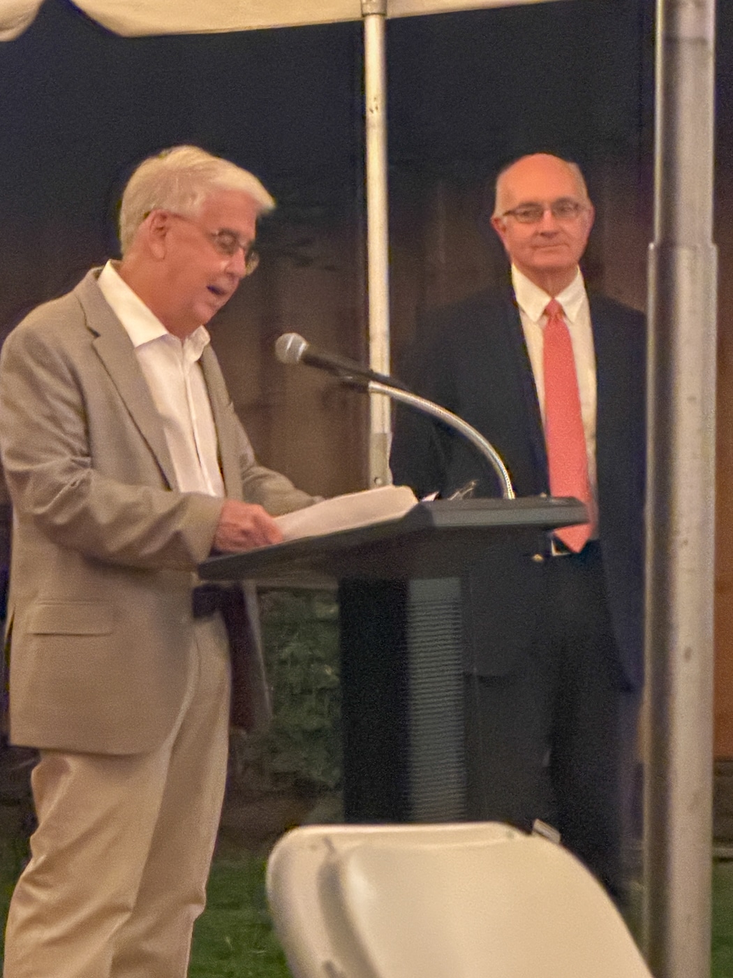 Huntington Historical Society Trustee Toby Kissam introduced his close friend Honoree Robert Hughes - Town Historian. Evening Under the Stars Celebrates Huntington’s History and Those Who Preserve It