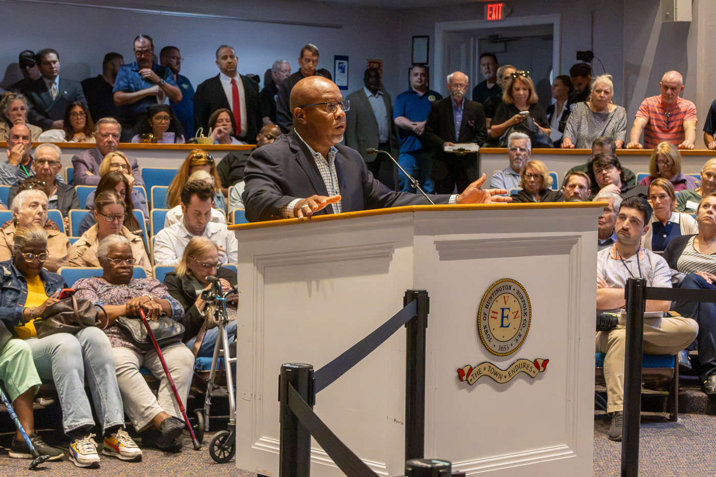 Director of Parks and Recreation C. Todd Jamison addresses misinformation regarding the plans for Manor Farm Park. Huntington Town Board Tackles Six Hearings, Tax Cap Override