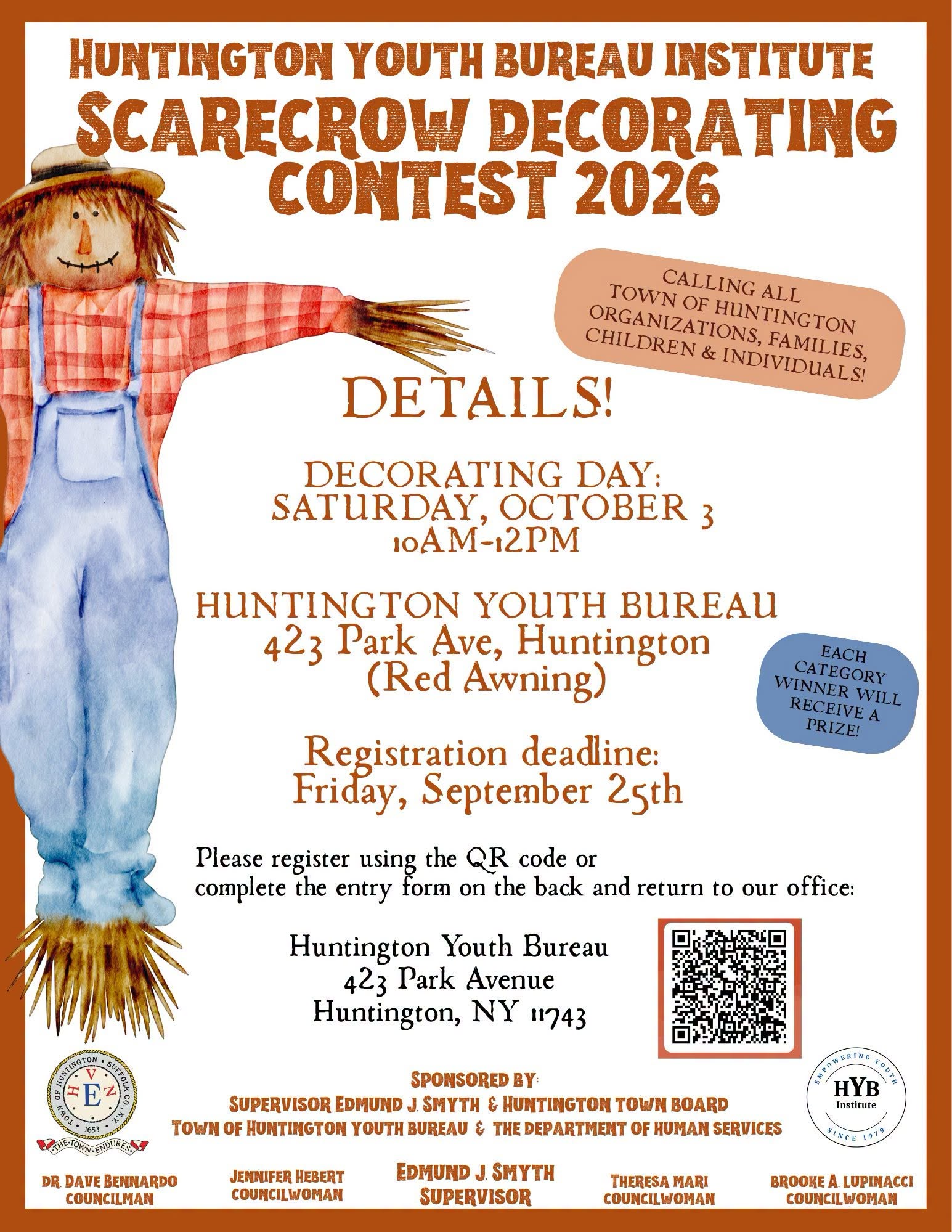 Huntington Youth Bureau Institute Scarecrow Decorating Contest 2026 – Free
