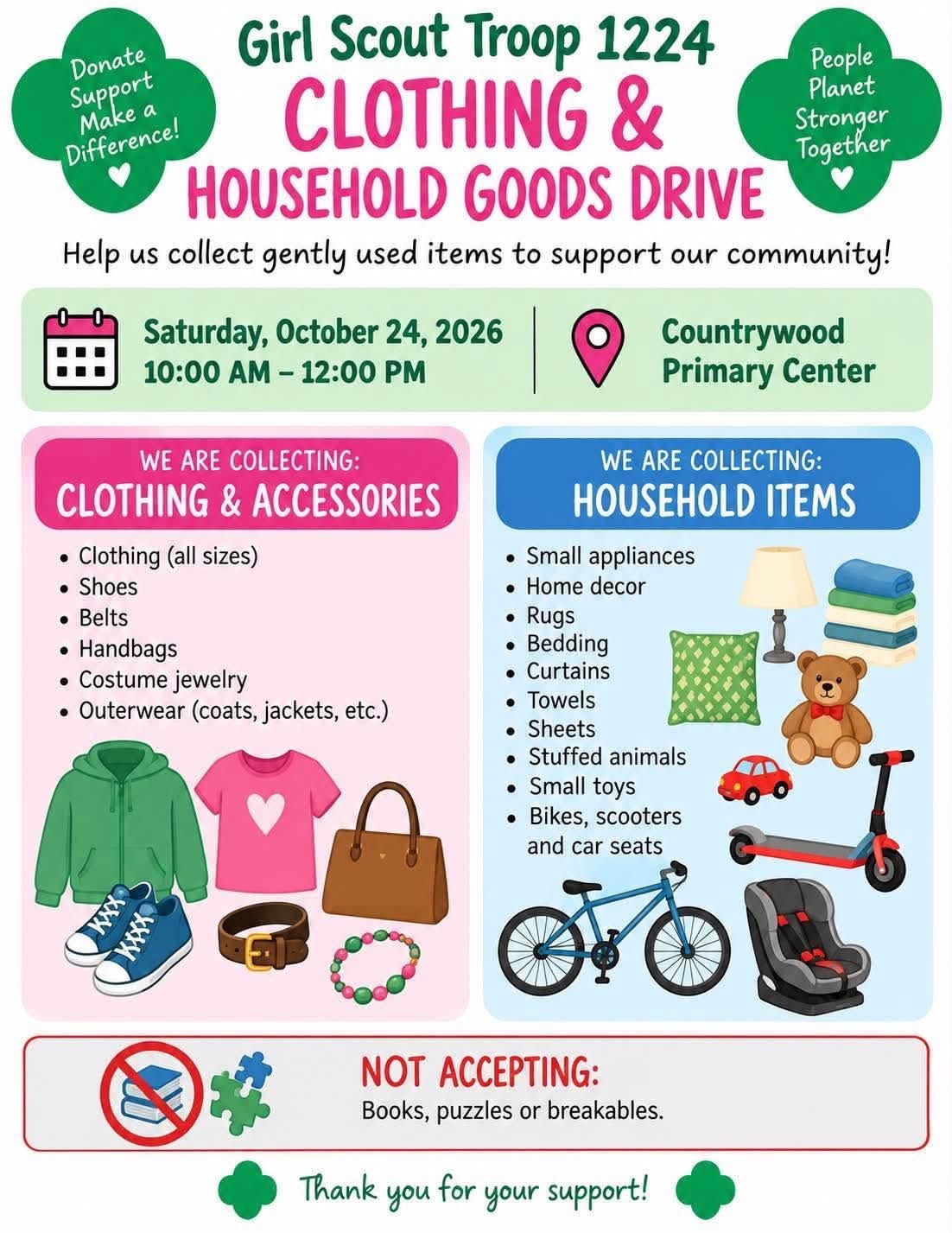 Girl Scout Troop 1224 Clothing & Household Goods Drive – Free