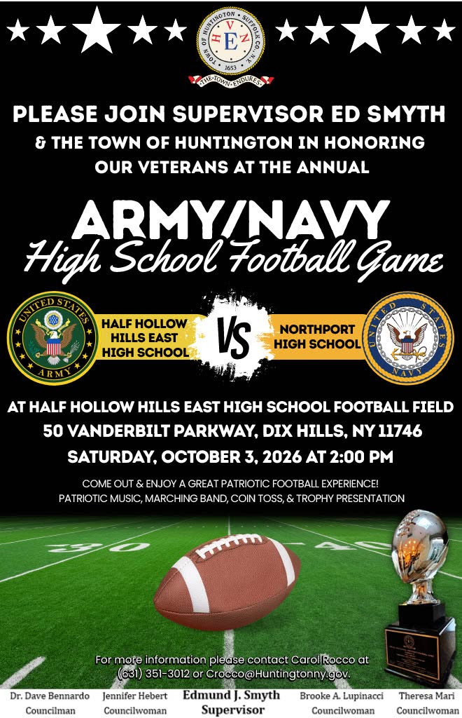 5th Annual Town of Huntington Army/Navy High School Football Game – Free