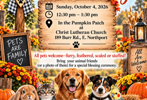 BLESSING OF ANIMALS DAY at Christ Lutheran Church - FREE