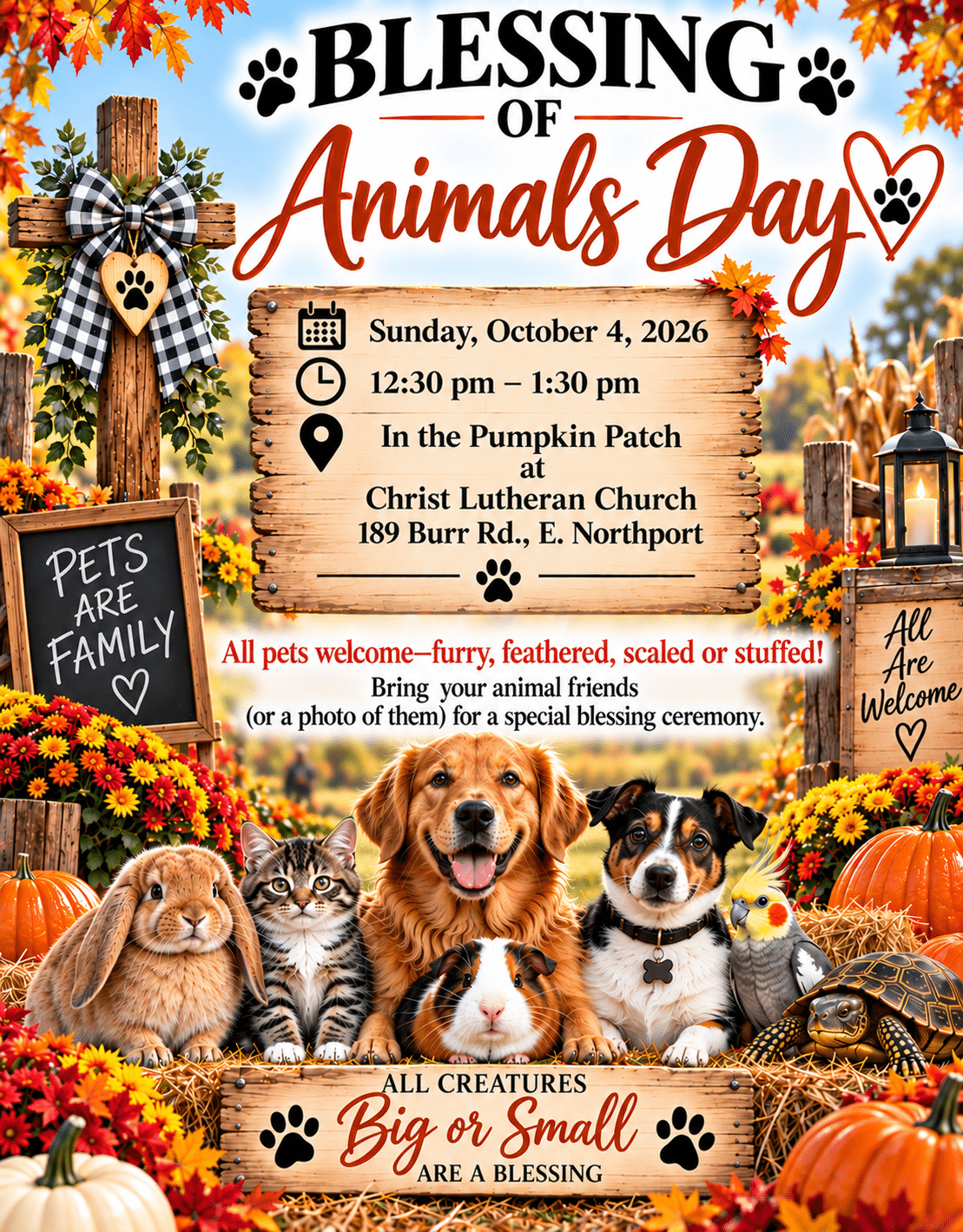 BLESSING OF ANIMALS DAY at Christ Lutheran Church - FREE