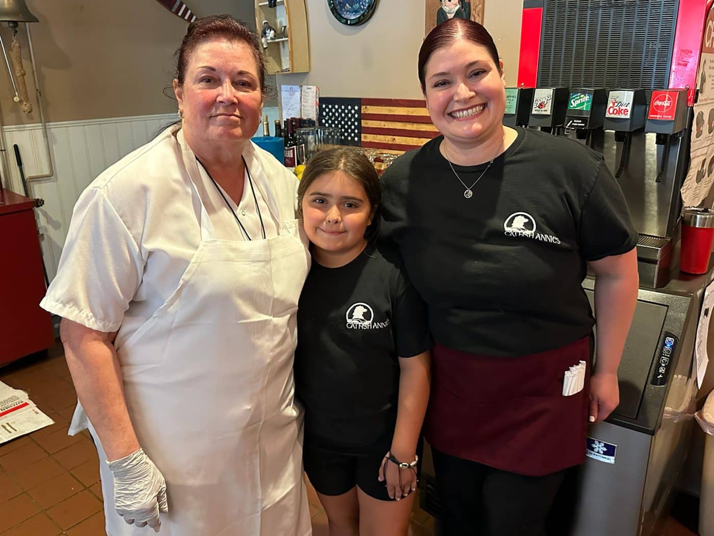 Sisters Katherine Annunziata (left) and Kristy Raniere (right) with Kristy's daughter in August 2024. Catfish Annie’s Isn’t Closing: Commack Favorite Begins a New Chapter